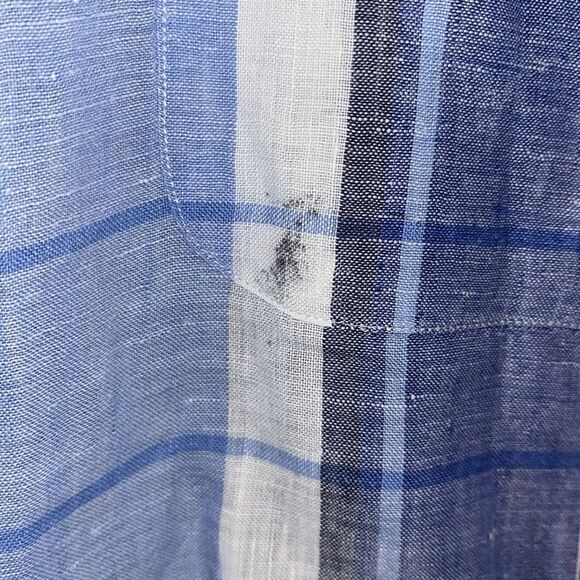 Light Blue 100% Linen Polo by Ralph Lauren LS Marlow Summer Style Shirt XXL spot - Picture 3 of 5